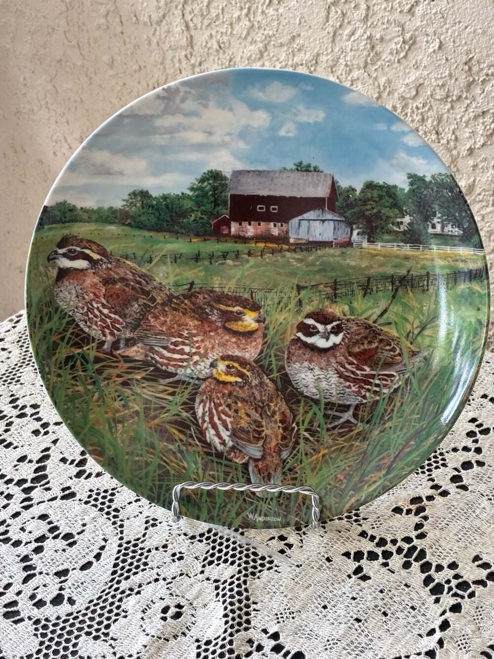 1987 Edwin M. Knowles The Quail Collector Plate by Wayne Anderson